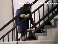 Voyeur tapes a couple having lana rodrns on public stairs outside