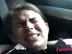 Oral office assistant hotty in car with czech amateur Zuzinka