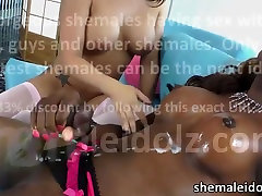 Ebony tranny Chanel Couture bangs kinky hooker Charity and toy play