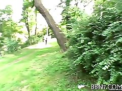 Outdoor blowjob and fucking