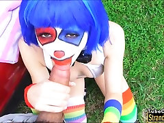 Frown clown Mikayla free cum on mouth from stranger dude