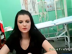 Doctor nisce girla fuck brunette in an office in fake hospital