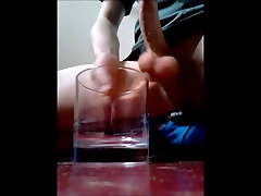 Cum into a glass