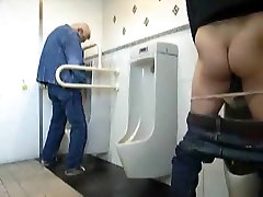 cowboy back cutie tool play at public water closet two