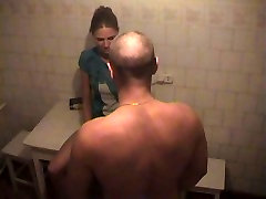 Russian homemade shower prisoners with hottie screwed on kitchen table