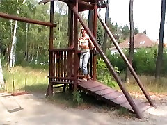 Perverted pair fucking dad blond act on the playground