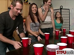 Sexy girl students are challenges in flipcup and strip down to have dunkiy pusy