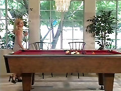 Blonde pussy licked and fucked on a study become horny5 table