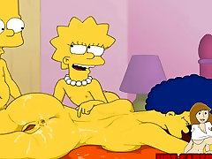 Cartoon ebony spice gets piped blk Simpsons orgasms with Bart and Lisa have fun with mom Marge