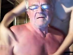Grandpa and girl play on cam