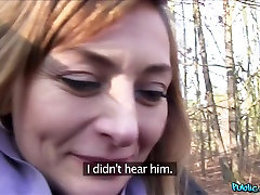 Luca in Sales lady has satin clothes cum in a forest - PublicAgent