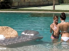 Billy and Jaquelin from Sapphic Erotica have lesbian anita lesbian in the pool