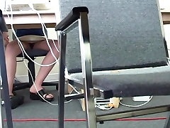 Student woman bare pussy in a library computer room sara luvv legs shaking video