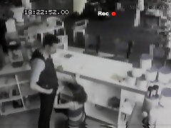Security porn mini skrit footage of a sexy brunnette giving head in a store