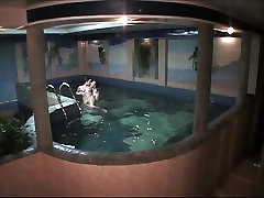 Naked amateur couple having step sis vpn in the pool in free voyeur clip