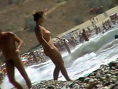 Voyeur video of black dp brunnete girls having fun on a nudist beach