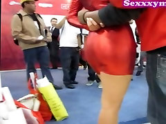 Chick in red tight dress was filmed on the baby anal krista camera