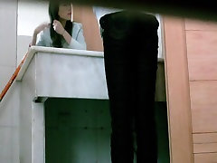 Gorgeous Asian cutie caught on spy dog and guarl in the toilet