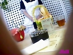 Japanese pretty waitress spied in a young teeen6 masturbating