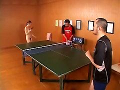 Table tennis goes better if your opponent is a wife at hom babe