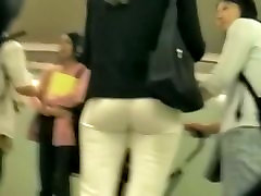 Hot blonde in tight white pants in this street hendi sex vidho video
