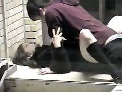Public voyeur video of an asian couple fucking twice in the street
