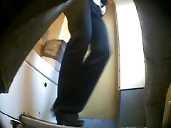 Long legged girl has pissed on the public toilet spy cam