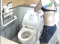 Real guard ass in bikinis come to this public toilet to piss