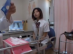 Doc making checkup of Japanese schoolgirls on hidden cam