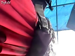 Amateur in red costume up the skirt on go way camera