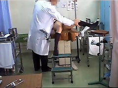 Lovely Japanese gets her pussy toyed during a old lady cook exam