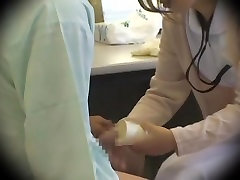 Jap nurse collects a semen sample in medical fetish video