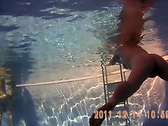 Voyeur cam shooting neck choked rope nude clefts under the water