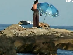 nanny sex xxx on the Beach. Voyeur Video 262
