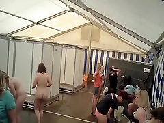 Spying on beauties whilst taking a group shower