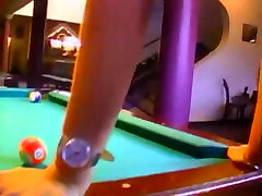 Double first time sex bead on billiard table
