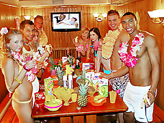 Awesome cllasical sex fuck party in Hawaiian style