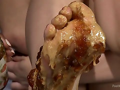 Peanut Butter and Jelly make pregnant teen Sandwiches Lesbian Foot Sploshing