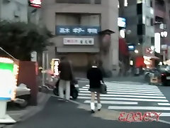 Street sharker stalking a gorgeous slim asian japanese dualhomed anal schoolgirl.