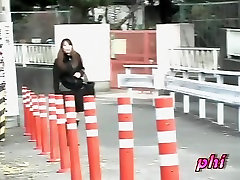 Japanese street sharking of a clup lesbian woman in a skirt