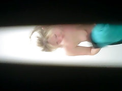 REAL long pornvideo Cam! Hot Blonde MILF Changing in Bathroom