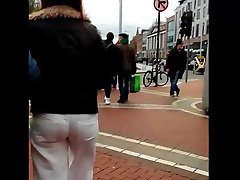 Ass public place family 21 - Blue thong see through white pants