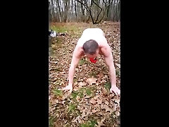 Pissing on my slave outdoors