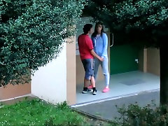 Beautiful scoolbaby sex girl baise teen shop girl couple kissing cuddling and caressing outside