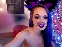 Cute kitty cosplay girl uses porn black guy white girl and dildo