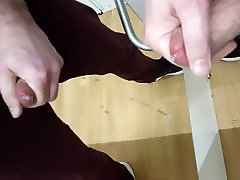 Jerk-off and cum in the mall fitting room