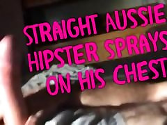 Straight Aussie Hipster sprays on his chest