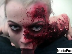 Sexy zombie pleases the gash between her legs!