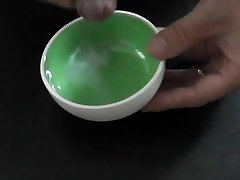 Cum in a green bowl