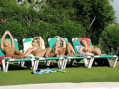 Dorina & Liz & Paulina & Sharon in Sunbaked Orgy - SapphicErotica